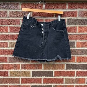 American Eagle Outfitters Black Cropped Denim Jean Skirt